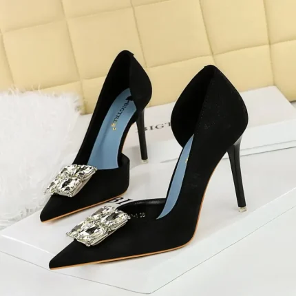 Low rhinestone high-heeled shoes high-heeled shoes